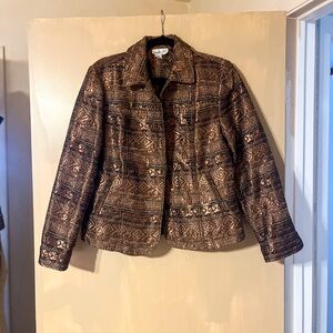 Coldwater Creek Chocolate Brown & Copper Patterned Women's Jacket